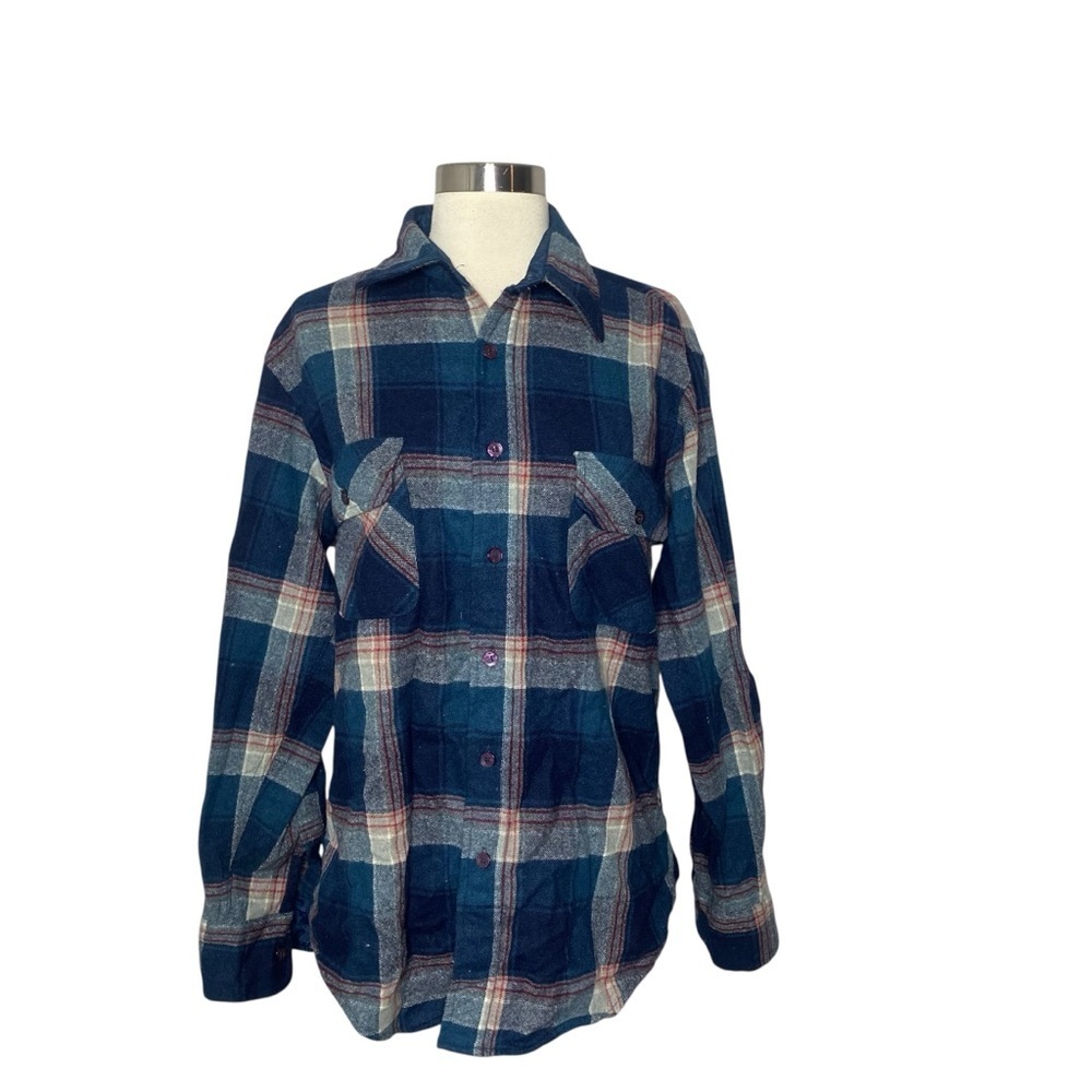 Vintage Penfield Wool Blend Blue Plaid Men's Button Up Flannel Shirt